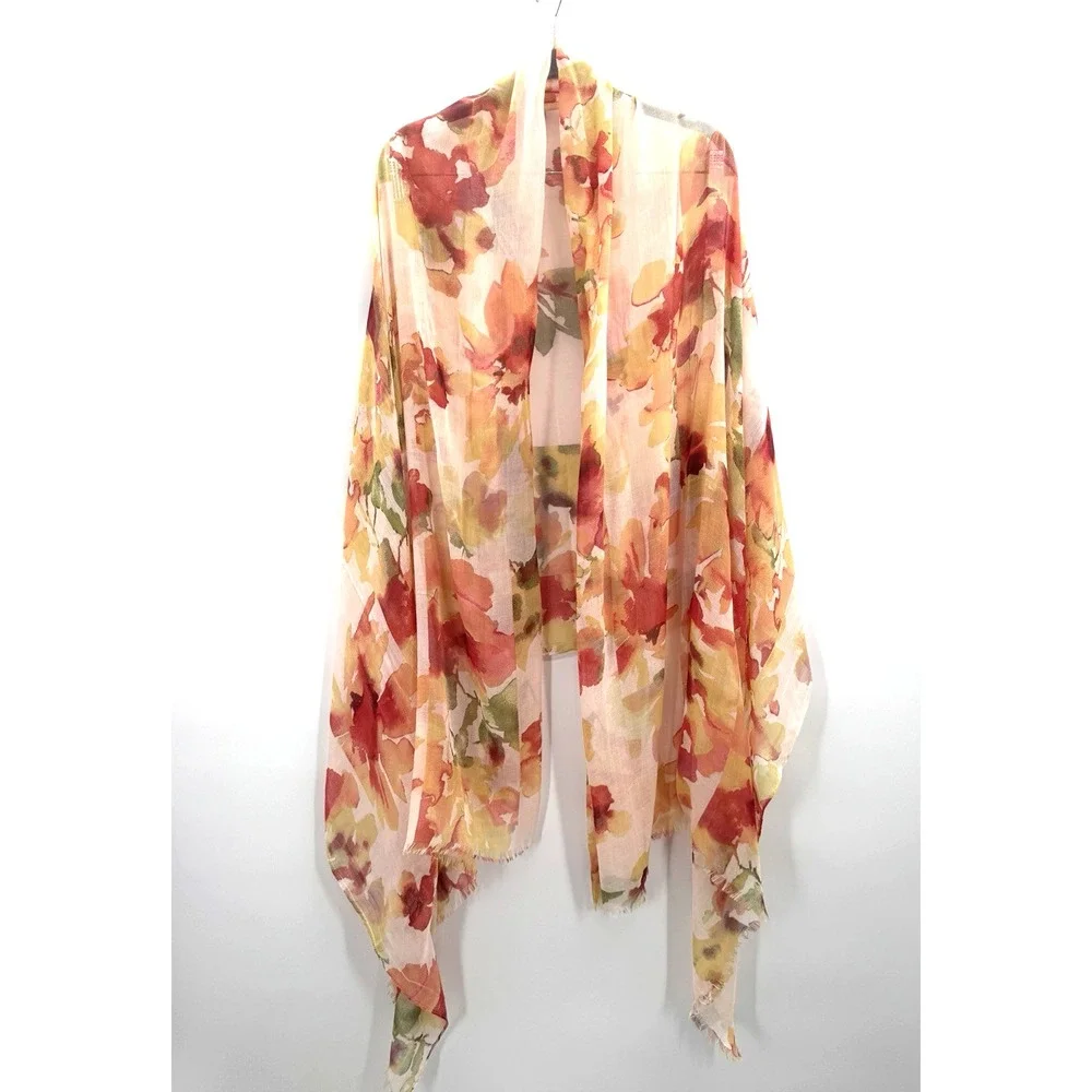 Nordstroms Watercolor Floral Silk Scarf 79x40 Bloomcore Fairy Whimsical Ethereal